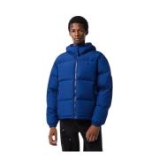 Korte Gewatteerde Blauwe Jas met Capuchon Lacoste , Blue , Heren