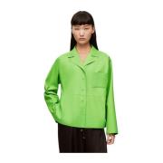 Leren Pyjama Shirt - Groen Fluorescerend Loewe , Green , Dames
