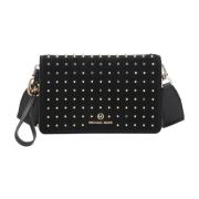 Zwarte suède schoudertas met gouden studs Michael Kors , Black , Dames