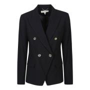 Zwarte Dubbel Breasted Revers Blazer Michael Kors , Black , Dames