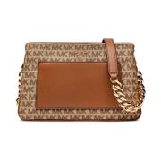 Monogram Schoudertas met Logo Michael Kors , Beige , Dames