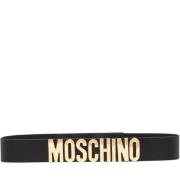 Zwarte Leren Riem Moschino , Black , Dames