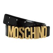 Effen Logo Riem met Gespsluiting Moschino , Black , Heren