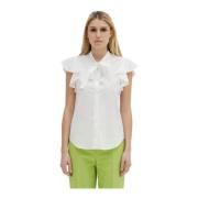 Romantische Mouwloze Katoenen Blouse Moschino , White , Dames