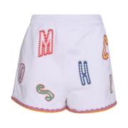 Logo-geborduurde kanten shorts Moschino , White , Dames
