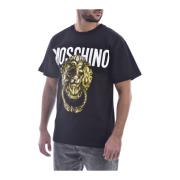 Katoenen T-shirt met Groot Logo - Klassiek Moschino , Black , Heren