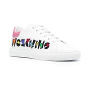 Hoogwaardige geborduurde logo sneakers Moschino , White , Dames