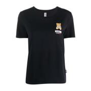 Zwarte T-shirt met Teddybeerprint Moschino , Black , Dames
