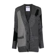 Grijze Patchwork V-Hals Cardigan Moschino , Gray , Dames