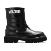 Leren enkellaarzen Moschino , Black , Dames