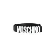 Zwart Riem met metalen logo Moschino , Black , Heren