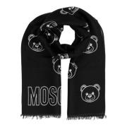 Wollen sjaal met abstract patroon en logo Moschino , Black , Dames