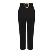 Cropped Stretch Broek met Afneembare Riem en Gouden Gesp Moschino , Bl...