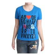 Blauwe Alfabet Print Tee Moschino , Blue , Dames