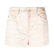 Witte Jacquard Logo Shorts Moschino , White , Dames