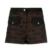 Bruine Jacquard Logo Shorts Moschino , Brown , Dames
