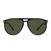 Stijlvolle Unisex Zonnebril met Groene Lens Persol , Black , Unisex