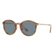 Stijlvolle Unisex Zonnebril met Blauwe Lens Persol , Brown , Unisex