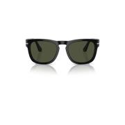 Premium Acetaat Zonnebril met Vierkant Montuur Persol , Black , Unisex