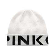 Grote Logo Gebreide Hoed Pinko , White , Unisex
