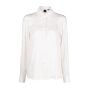 Zijden Jacquard Logo Shirt Pinko , White , Dames