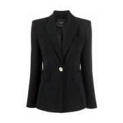 Zwarte Stretch Stof Blazer Pinko , Black , Dames