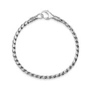 Men`s Sterling Silver 3mm Round Chain Bracelet Nialaya , Gray , Heren