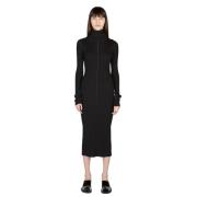 Stretch Gebreide Midi Jurk met Rolhals Marni , Black , Dames