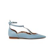 Gae Pointed Toe Leren Ballerina`s Scarosso , Blue , Dames