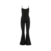 Zwarte stretch mesh jumpsuit Oseree , Black , Dames