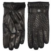 Zwarte Gevlochten Leren Handschoenen Howard London , Black , Heren