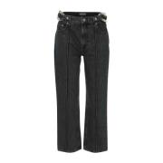 Zwarte Cropped Jeans met Kettingdetail JW Anderson , Black , Dames