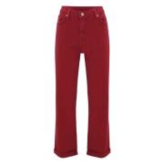 Katoenen broek met omslagen Kocca , Red , Dames