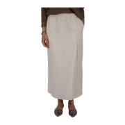 Maxi Linnen Rok met Slitten Voor en Achter Aspesi , White , Dames