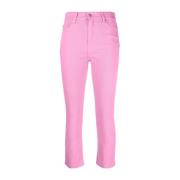 Cropped Slim Fit Broek Ami Paris , Pink , Dames