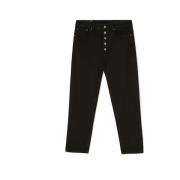 Zwarte Stretch Denim Cropped Jeans Dondup , Black , Dames