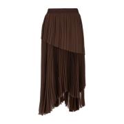 Flowing Geplooide Maxi Rok Fabiana Filippi , Brown , Dames