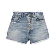 Stella Regular Fit Hoge Taille Denim Shorts Dondup , Blue , Dames