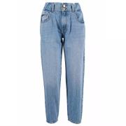 Blauwe Katoenen Jeans met Hoge Taille YES ZEE , Blue , Dames
