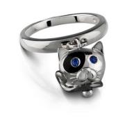 Zilveren ring met zwarte emaille en blauwe saffieren Chantecler , Gray...