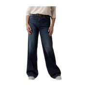 Flared Denim Jeans met hoge taille en riem Twinset , Blue , Dames