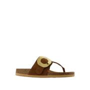 Boho Leren Muiltjes met Oversized Gesp See by Chloé , Brown , Dames