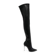 Zwarte Blade Overknee Laarzen Casadei , Black , Dames