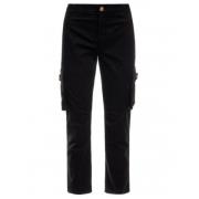 Zwarte Cargo Jeans met Diamanten Bloemzakken Twinset , Black , Dames