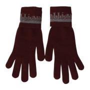 Maroon Wool Blend Logo Handschoenen John Galliano , Red , Dames