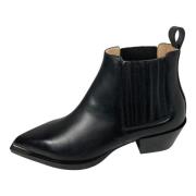 Zwarte Leren Cowboy Enkellaarzen Copenhagen Shoes , Black , Dames