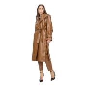 Ecopelle Hooggetailleerde Trenchcoat Federica Tosi , Brown , Dames