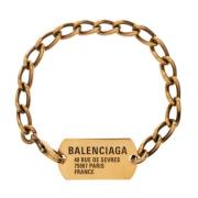 Messing armband met logo Balenciaga , Yellow , Dames