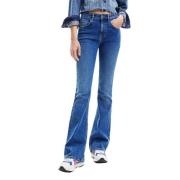 Flared Slim Jeans Desigual , Blue , Dames