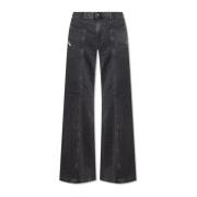 Wijde Pijp Zwarte Jeans Diesel , Black , Dames